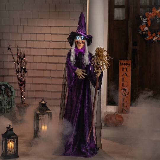 5.5ft. Lighted & Animated Witch Halloween Figure Decoration
